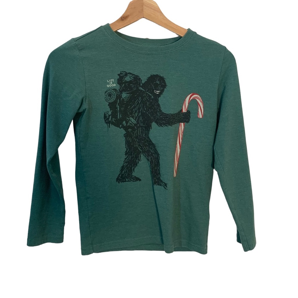 Life is Good Big Foot with Candy Cane Long Sleeve Medium Shirt